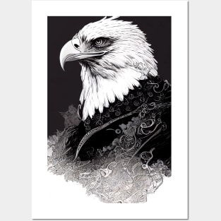 Eagle Bald Eagle Bird Wild Nature Illustration Line Epic Illustration Line Art Posters and Art